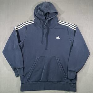 Adidas Hoodie Blue White Stripes Sweatshirt Sweater Men’s Size Large